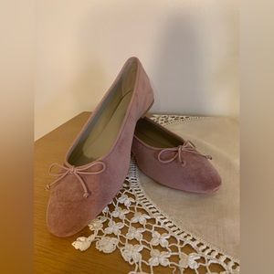 Anthropologie Guilhermina Velvet Ballet Flats Pink Size 40
